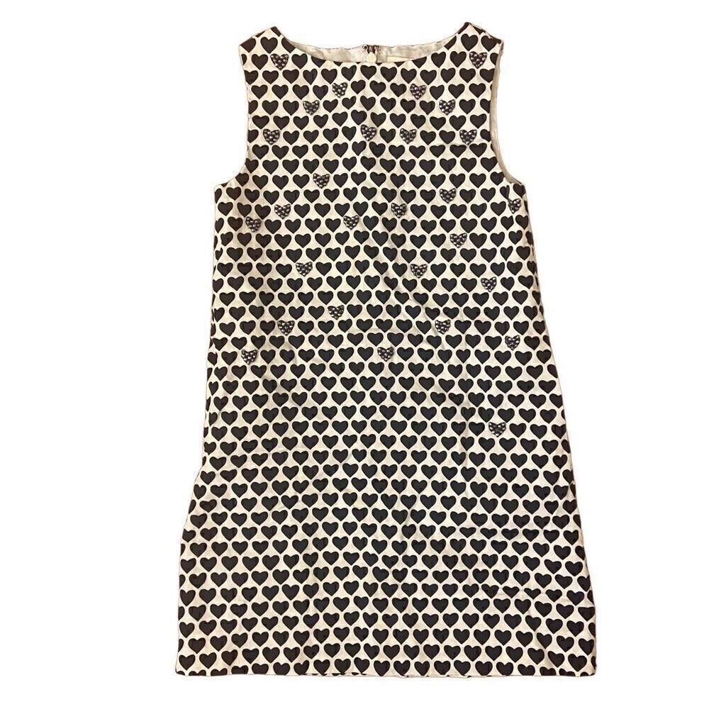 Crewcuts Collections White & Navy Hearts Sleeveless Shift Dress Beading Size 6
